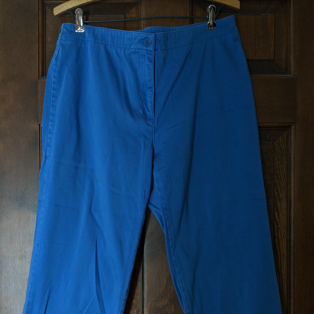 Anne Klein Blue Cotton Cropped Pants